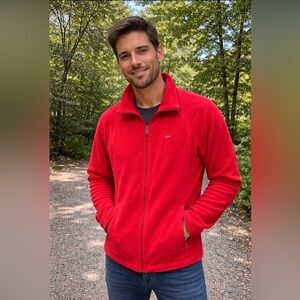 COLUMBIA Red Fleece Jacket L